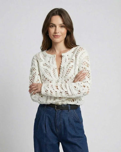 White Cotton Cardigan, front view | Ramblion | SKU: VC-748205193-WHITE-L-7307,VC-748205193-WHITE-M-2017,VC-748205193-WHITE-S-5050,VC-748205193-WHITE-XL-9376,VC-748205193-WHITE-XS-1336