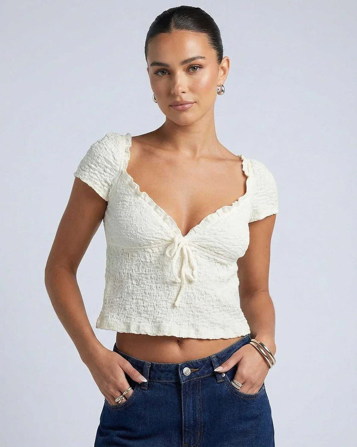White Cotton Top, front view | Ramblion | SKU: ET-77432-L-467,ET-77432-M-5511,ET-77432-S-237,ET-77432-XL-3751,ET-77432-XS-2910