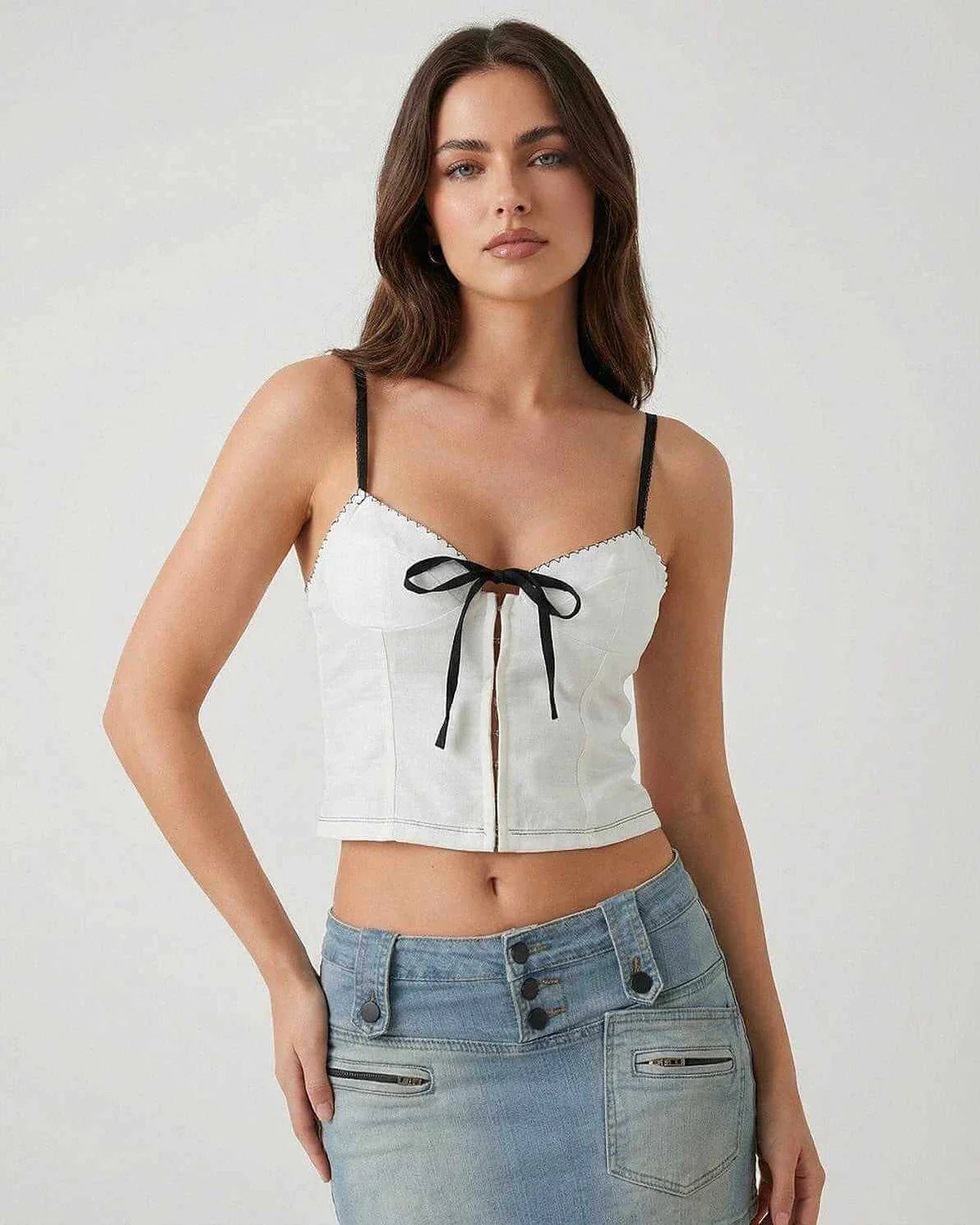 White Cotton Top, front view | Ramblion | SKU: AT-64029-white-L-2372,AT-64029-white-M-9613,AT-64029-white-S-6361,AT-64029-white-XL-8576,AT-64029-white-XS-2841