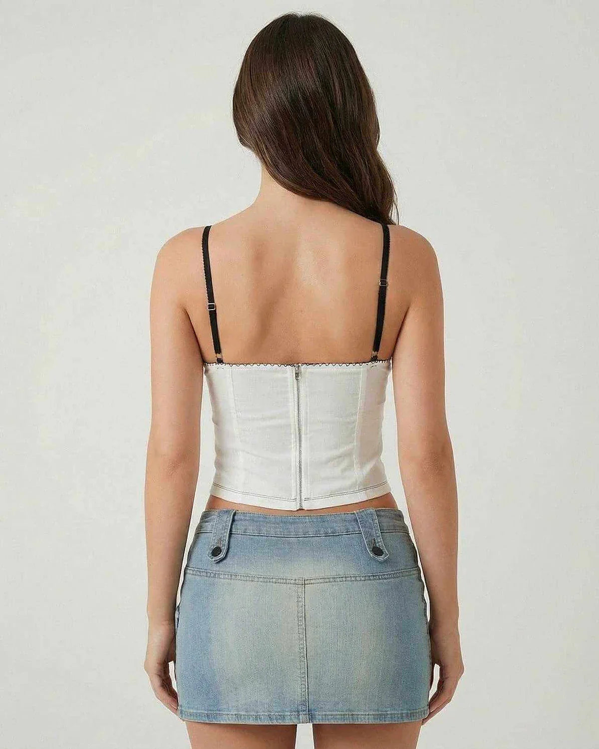 White Cotton Top, back view | Ramblion | SKU: AT-64029-white-L-2372,AT-64029-white-M-9613,AT-64029-white-S-6361,AT-64029-white-XL-8576,AT-64029-white-XS-2841