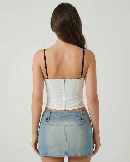 White Cotton Top, back view | Ramblion | SKU: AT-64029-white-L-2372,AT-64029-white-M-9613,AT-64029-white-S-6361,AT-64029-white-XL-8576,AT-64029-white-XS-2841