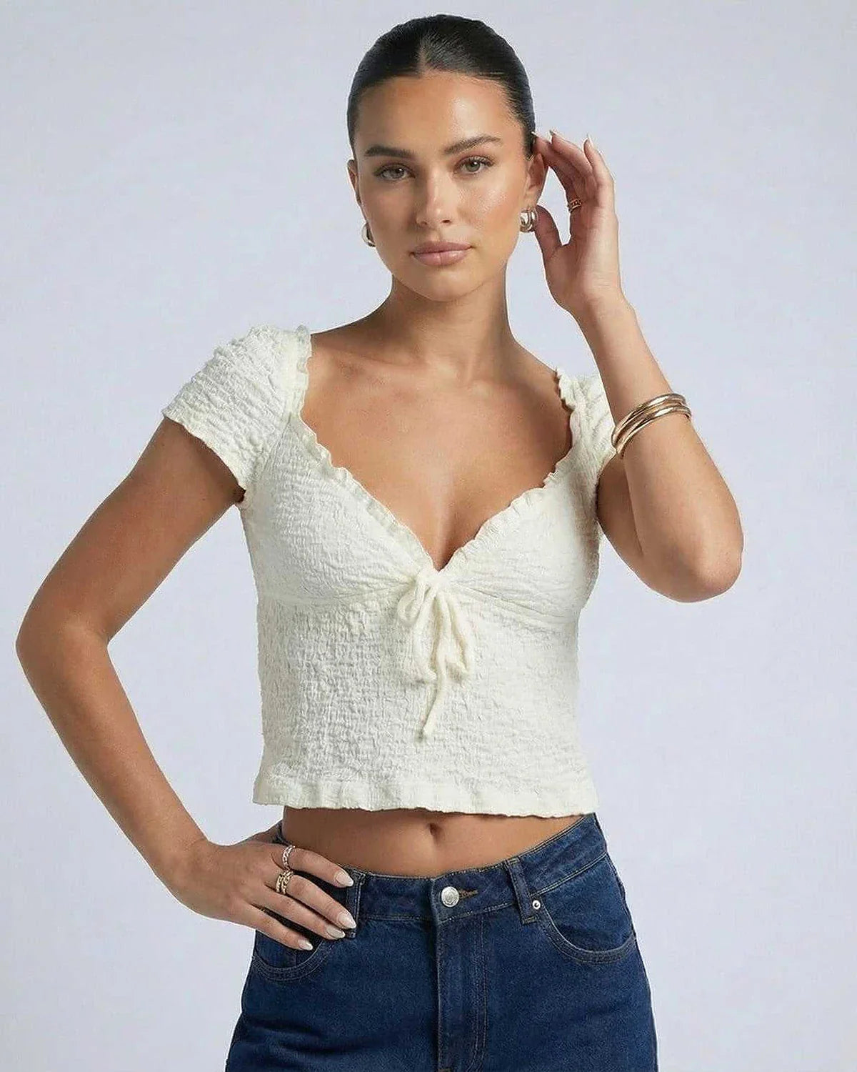 White Cotton Top, front view | Ramblion | SKU: ET-77432-L-467,ET-77432-M-5511,ET-77432-S-237,ET-77432-XL-3751,ET-77432-XS-2910