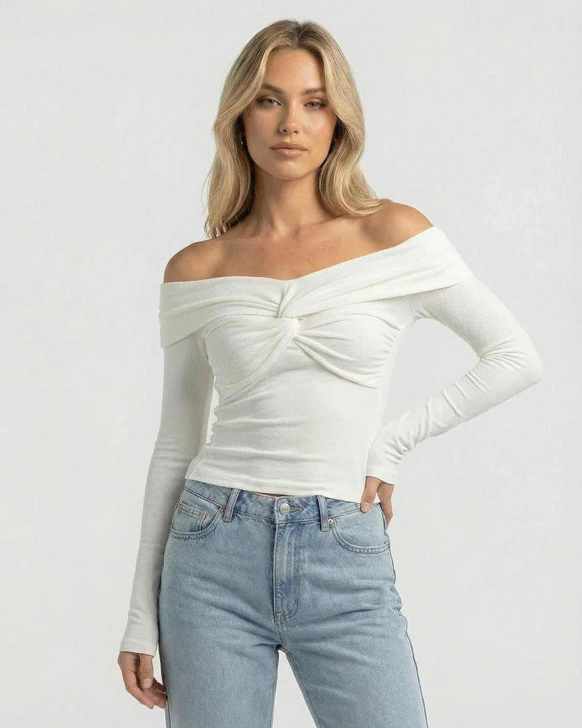 White Cotton Top, front view | Ramblion | SKU: MT-48291-white-L-5543,MT-48291-white-M-1003,MT-48291-white-S-6713,MT-48291-white-XL-8582,MT-48291-white-XS-8706
