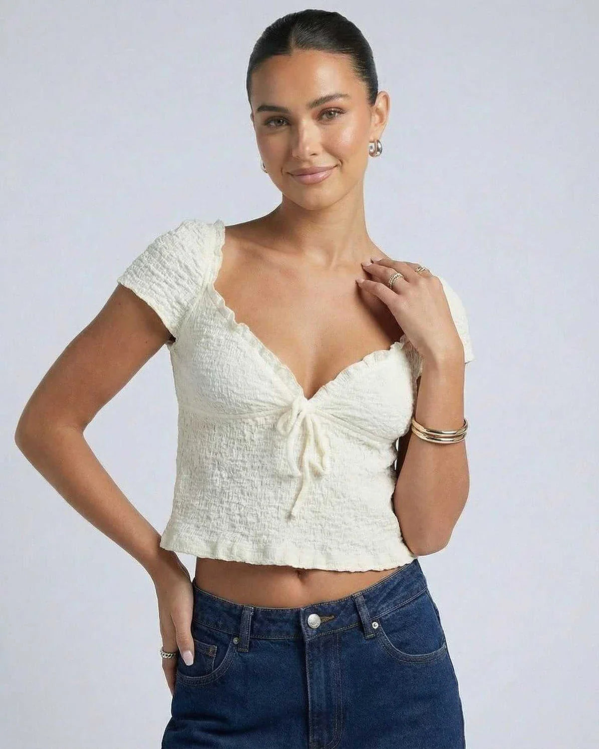 White Cotton Top, front view | Ramblion | SKU: ET-77432-L-467,ET-77432-M-5511,ET-77432-S-237,ET-77432-XL-3751,ET-77432-XS-2910