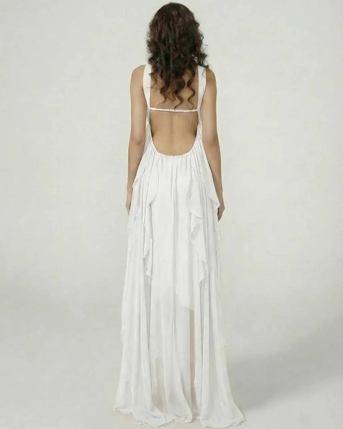 White Cotton Wrap Strapless Maxi Dress | Prom, Cocktail Parties & Daily Wear, back view | Ramblion | SKU: CLX-829374651-white-L-442,CLX-829374651-white-M-9364,CLX-829374651-white-S-3426,CLX-829374651-white-XL-4251,CLX-829374651-white-XS-3586