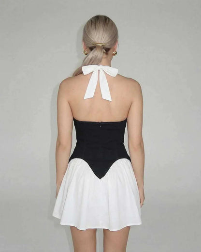 White Faux Leather Fit and Flare Halter Sleeveless Mini Dress | Black-Tie Events, Cocktail Hour, Bridal Showers & Daily Wear, | SKU: OMD-52837-white-L-941,OMD-52837-white-M-1739,OMD-52837-white-S-883,OMD-52837-white-XL-787,OMD-52837-white-XS-1814