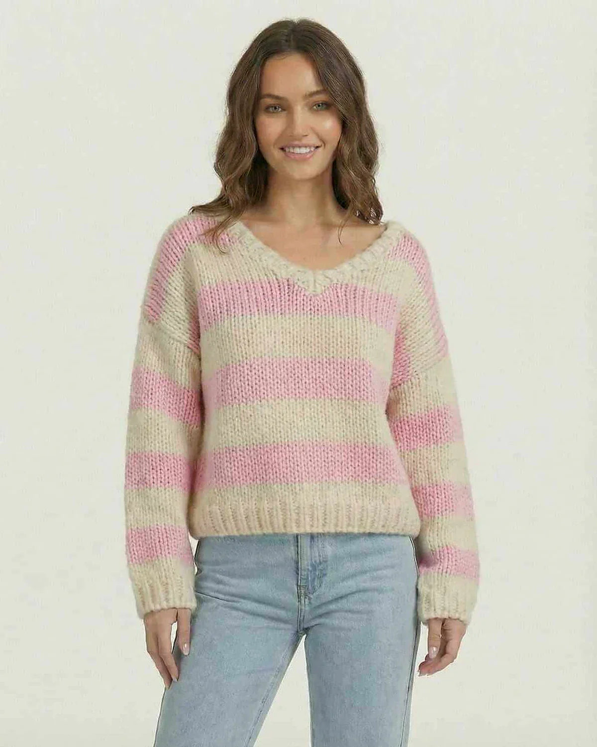 White Pullover, front view | Ramblion | SKU: RP-67394-pinkivory-L-3966,RP-67394-pinkivory-M-3552,RP-67394-pinkivory-S-8726,RP-67394-pinkivory-XL-768,RP-67394-pinkivory-XS-3238