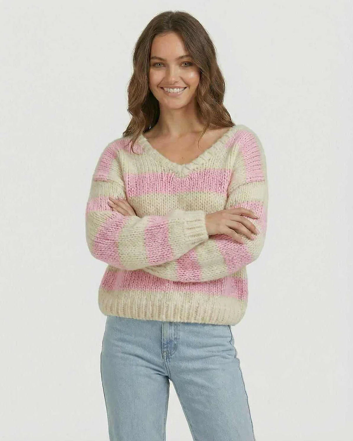White Pullover, front view | Ramblion | SKU: RP-67394-pinkivory-L-3966,RP-67394-pinkivory-M-3552,RP-67394-pinkivory-S-8726,RP-67394-pinkivory-XL-768,RP-67394-pinkivory-XS-3238