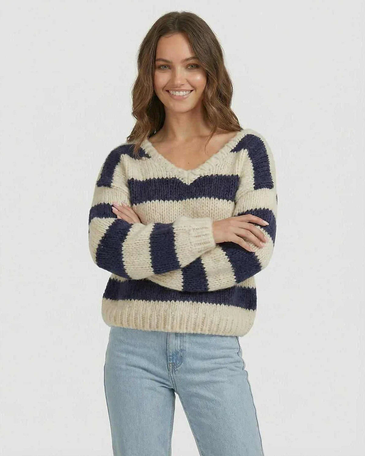 White Pullover, front view | Ramblion | SKU: CP-74821-navyivory-L-1392,CP-74821-navyivory-M-7440,CP-74821-navyivory-S-2420,CP-74821-navyivory-XL-5519,CP-74821-navyivory-XS-3476