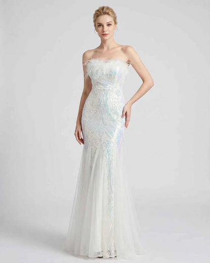 White,purple,gold,red,silver,black,pink,green Mermaid Asymmetric Sleeveless Maxi Dress | Evening Events & Cocktail Parties, f
