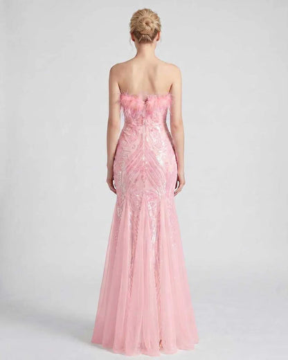 White,purple,gold,red,silver,black,pink,green Mermaid Asymmetric Sleeveless Maxi Dress | Evening Events & Cocktail Parties, b | SKU: RB-77F79C-PINK-L,RB-77F79C-PINK-M,RB-77F79C-PINK-S,RB-77F79C-PINK-XL,RB-77F79C-PINK-XS