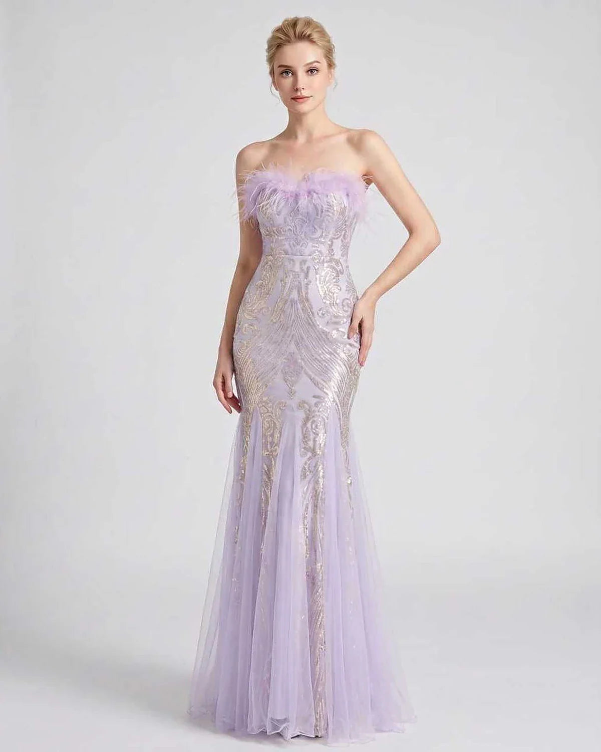 White,purple,gold,red,silver,black,pink,green Mermaid Asymmetric Sleeveless Maxi Dress | Evening Events & Cocktail Parties, f