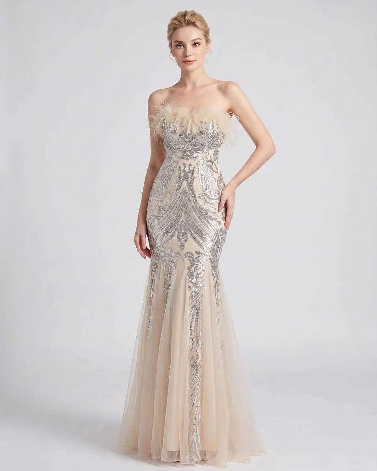 White,purple,gold,red,silver,black,pink,green Mermaid Asymmetric Sleeveless Maxi Dress | Evening Events & Cocktail Parties, f