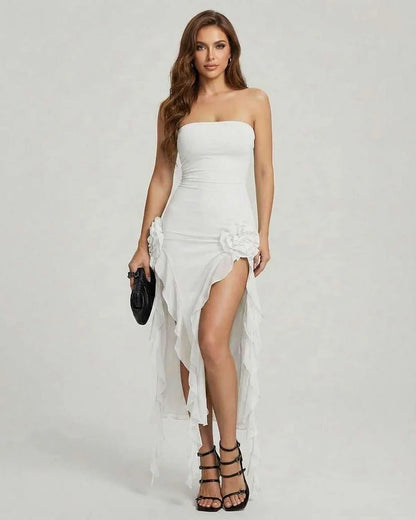 White Satin Bodycon Square Neck Sleeveless Maxi Dress | Prom & Cocktail Hour, front view | Ramblion | SKU: CMD-529317846-white-L-4395,CMD-529317846-white-M-3888,CMD-529317846-white-S-5793,CMD-529317846-white-XL-7346,CMD-529317846-white-XS-9872