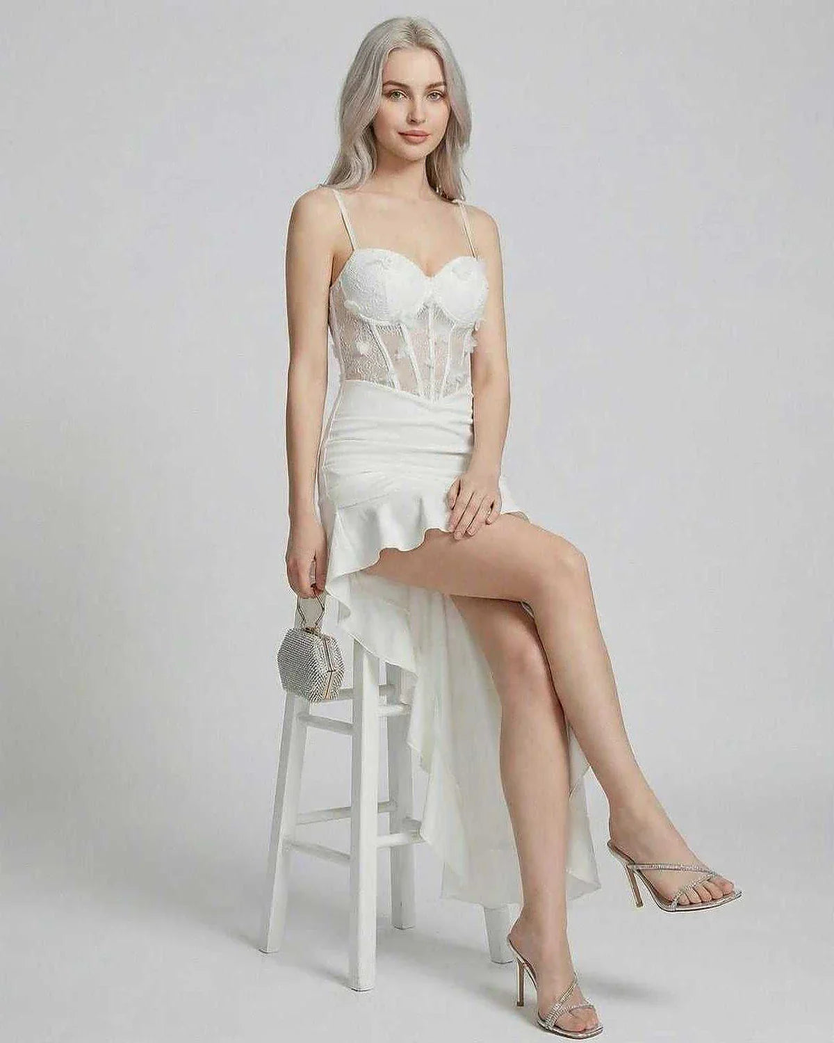 White Velvet Wrap Wrap Neck Sleeveless Maxi Dress | Bridal Showers, side view | Ramblion | SKU: IMD-48291-white-L-4813,IMD-48291-white-M-1040,IMD-48291-white-S-5083,IMD-48291-white-XL-6504,IMD-48291-white-XS-1016