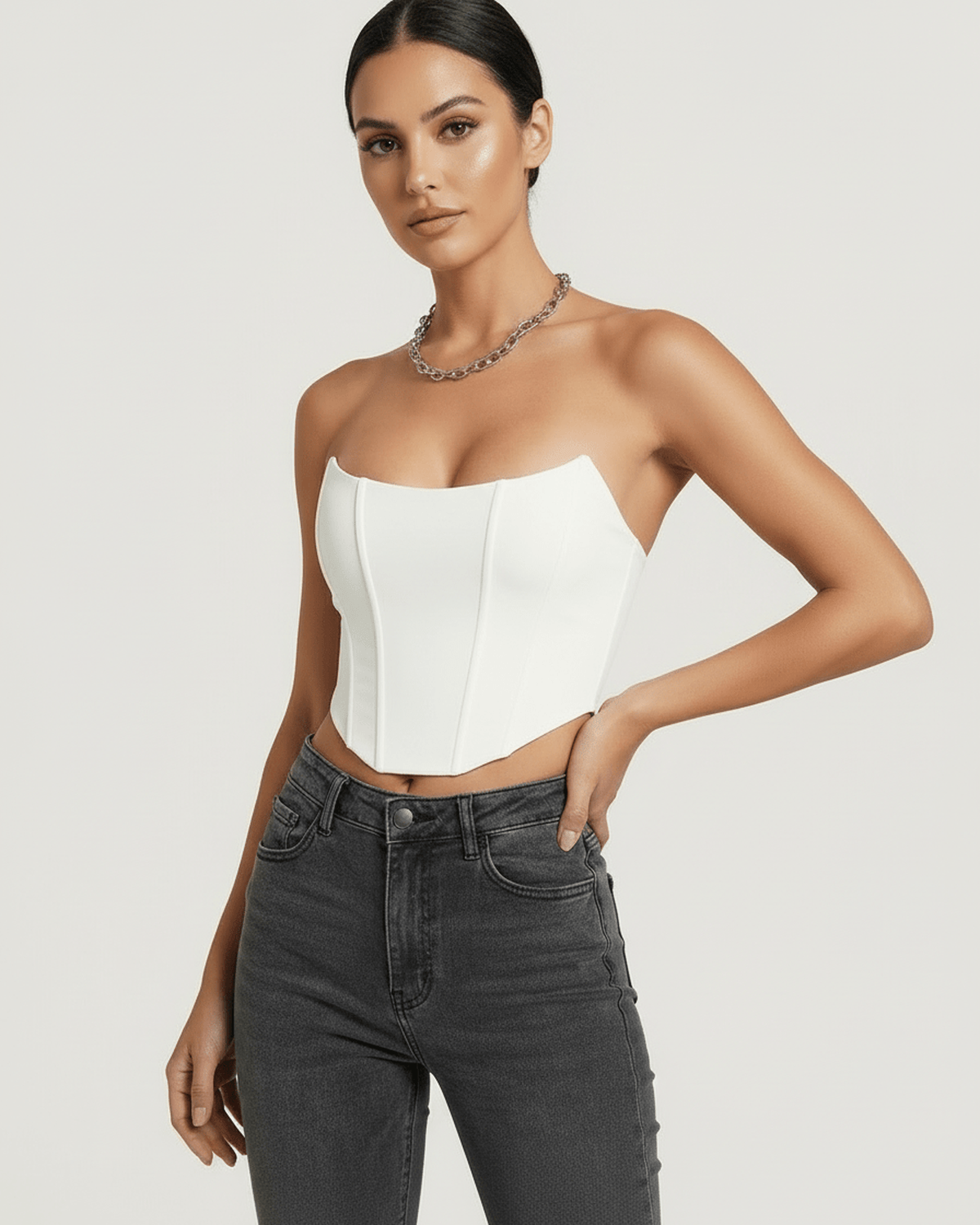 White Velvet Square Neck Sleeveless Set, front view | Ramblion | SKU: LCT-47382-white-L-3632,LCT-47382-white-M-2541,LCT-47382-white-S-7256,LCT-47382-white-XL-2270,LCT-47382-white-XS-3881