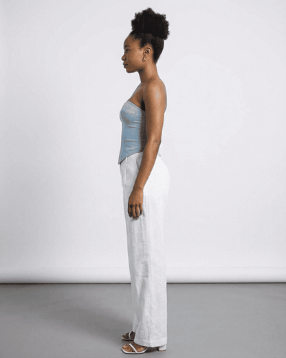 Blue Cotton Square Neck Sleeveless Set, side view | Ramblion | SKU: DCT-43092-blue-L-7836,DCT-43092-blue-M-934,DCT-43092-blue-S-4709,DCT-43092-blue-XL-7172,DCT-43092-blue-XS-3949