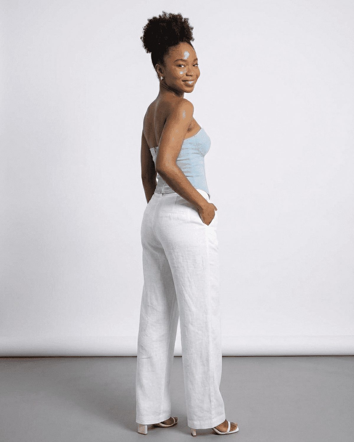 Blue Cotton Square Neck Sleeveless Set, side view | Ramblion | SKU: DCT-43092-blue-L-7836,DCT-43092-blue-M-934,DCT-43092-blue-S-4709,DCT-43092-blue-XL-7172,DCT-43092-blue-XS-3949