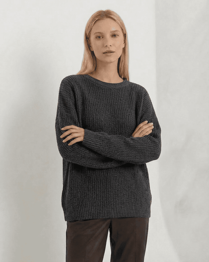 Xady Sweater in rich grey, round neck, relaxed fit, cozy style for everyday wear by RAMBLION.