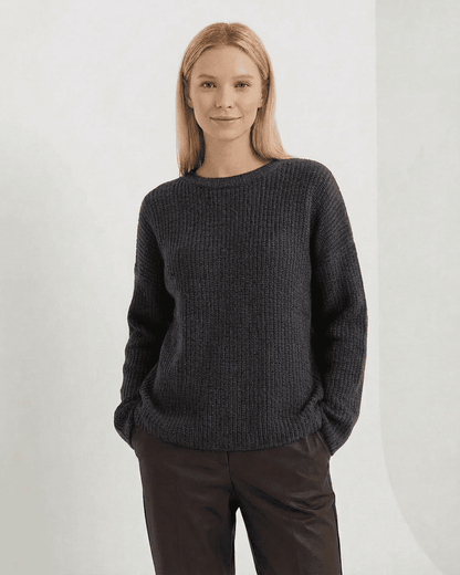 Xady Sweater in grey featuring round neck, relaxed fit, and warm fabric, perfect for cozy everyday wear by RAMBLION.