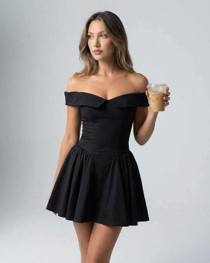 Xafi Mini Dress by RAMBLION, black, polyester blend, chic style, perfect for casual outings, offers elegance and comfort.