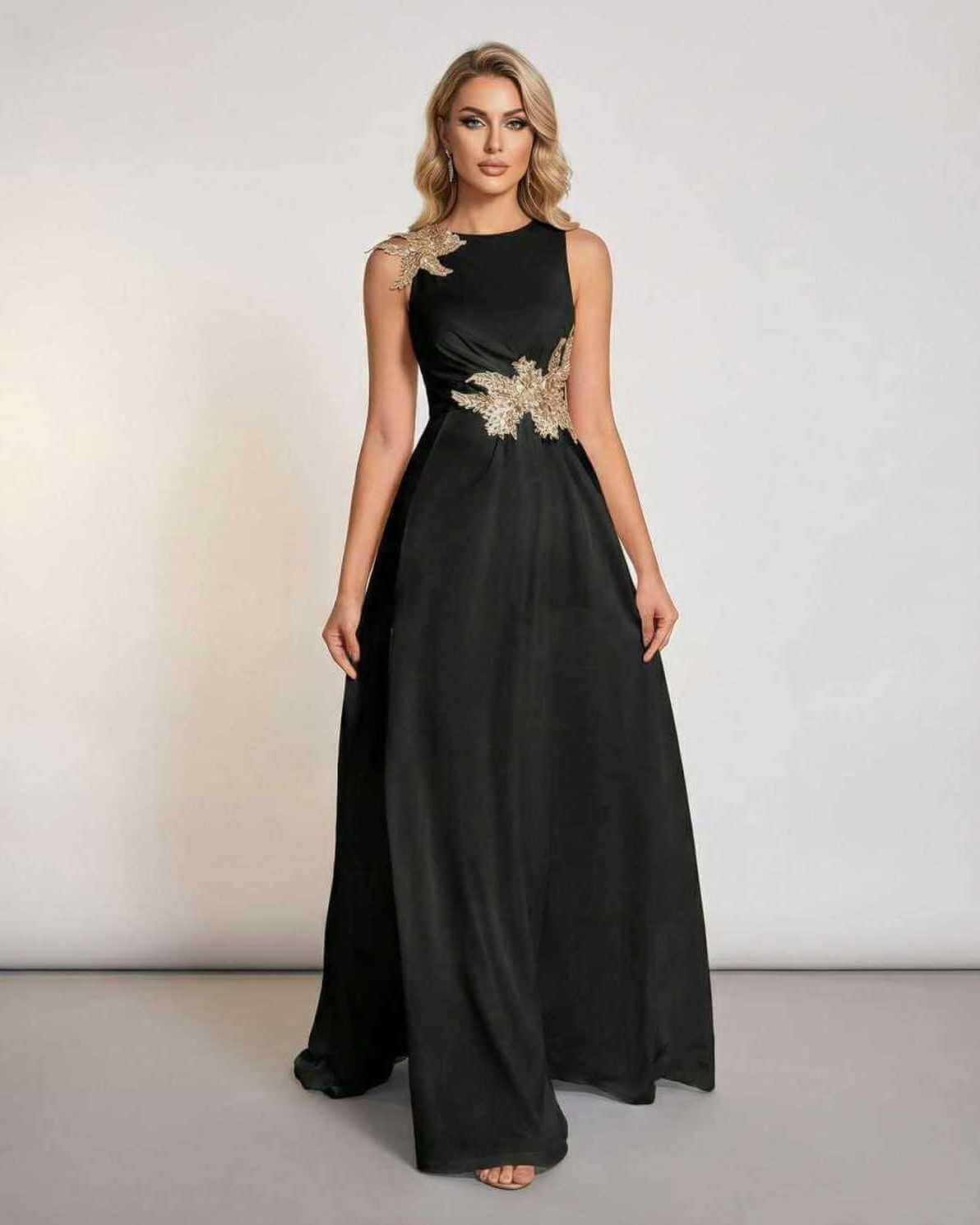 Elegant Xafo Maxi Dress, black ankle-length, sleeveless, round neck, perfect for formal occasions by RAMBLION.