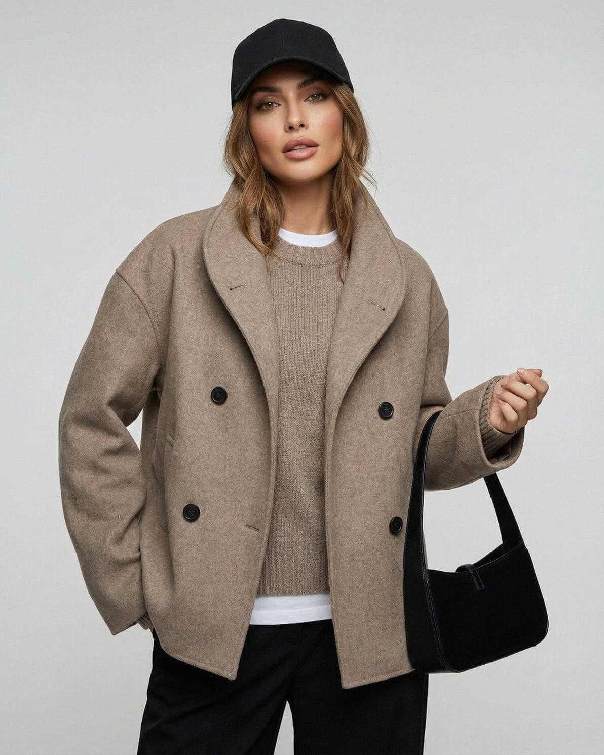 Yafy Jacket in beige, oversized for comfort and style, perfect for layering; by RAMBLION.