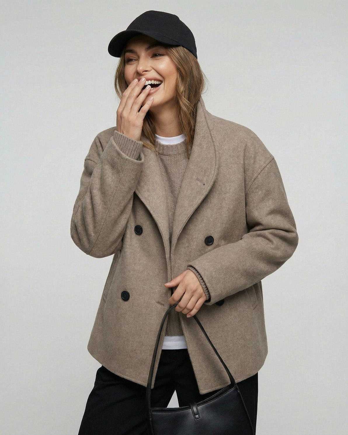 Yafy Jacket by RAMBLION, oversized beige outer layer, perfect for layering in transitional seasons.