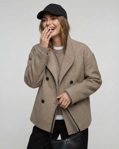 Yafy Jacket by RAMBLION, oversized beige outer layer, perfect for layering in transitional seasons.