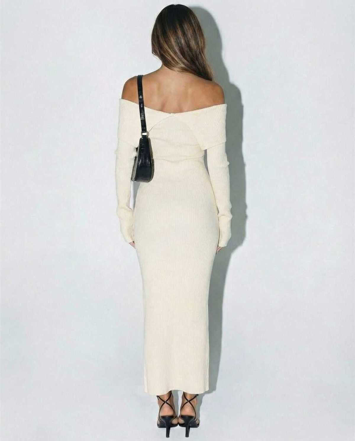 Yafy Maxi Dress, off shoulder design, luxurious polyester satin, perfect for elegant occasions, by RAMBLION.