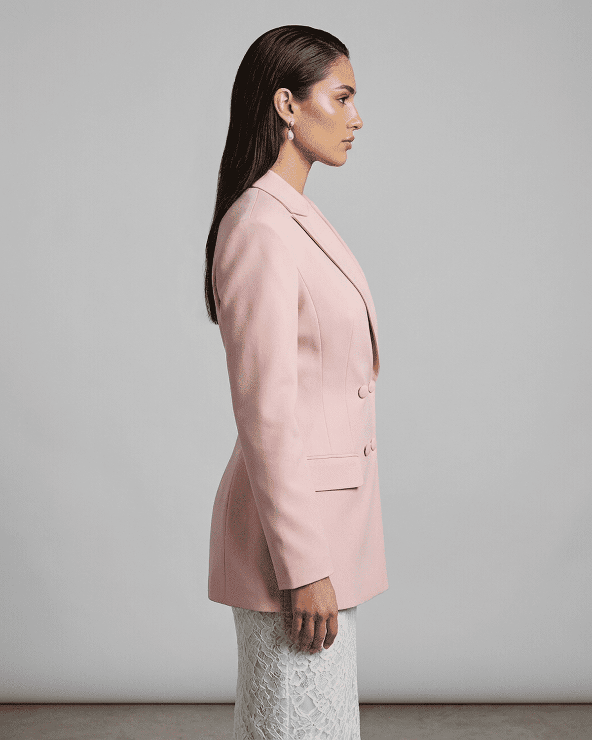 Pink Satin Blazer, side view | Ramblion | SKU: RB-59284-pink-L-8213,RB-59284-pink-M-9483,RB-59284-pink-S-7715,RB-59284-pink-XL-390,RB-59284-pink-XS-4397