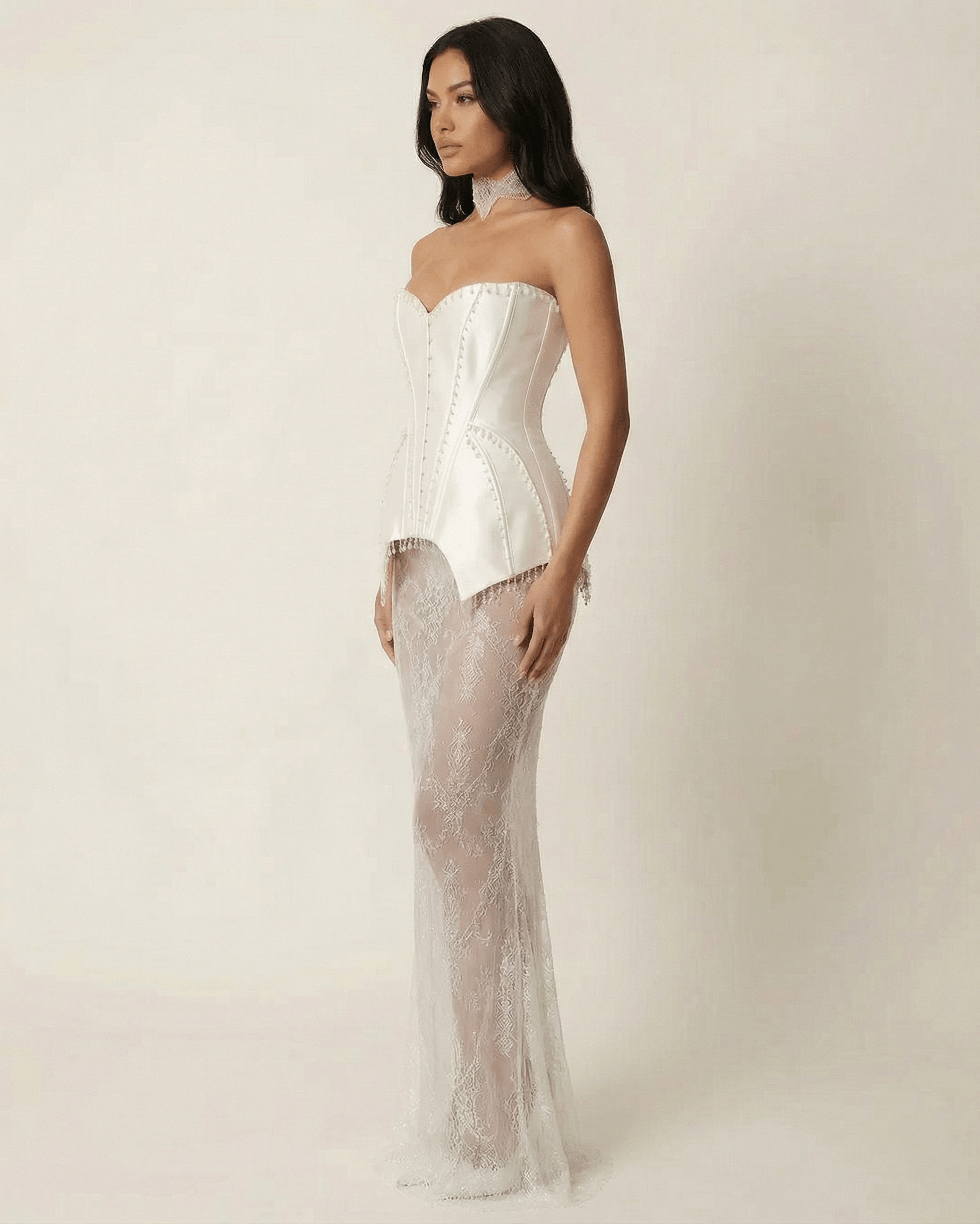Ivory Bodycon Strapless Maxi Dress | Gala Nights & Guest of Wedding, side view | Ramblion | SKU: LMD-48372-ivory-L-7146,LMD-48372-ivory-M-1935,LMD-48372-ivory-S-6169,LMD-48372-ivory-XL-6286,LMD-48372-ivory-XS-1809