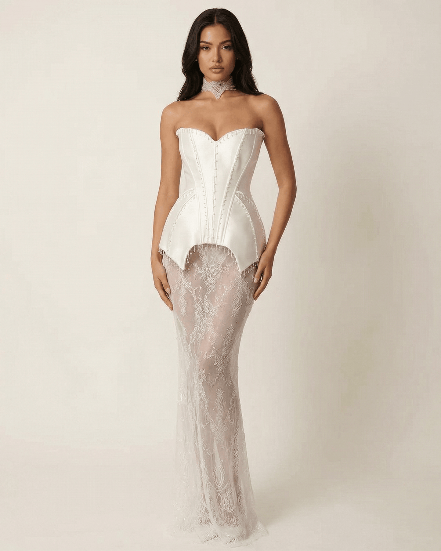 Ivory Bodycon Strapless Maxi Dress | Gala Nights & Guest of Wedding, front view | Ramblion | SKU: LMD-48372-ivory-L-7146,LMD-48372-ivory-M-1935,LMD-48372-ivory-S-6169,LMD-48372-ivory-XL-6286,LMD-48372-ivory-XS-1809