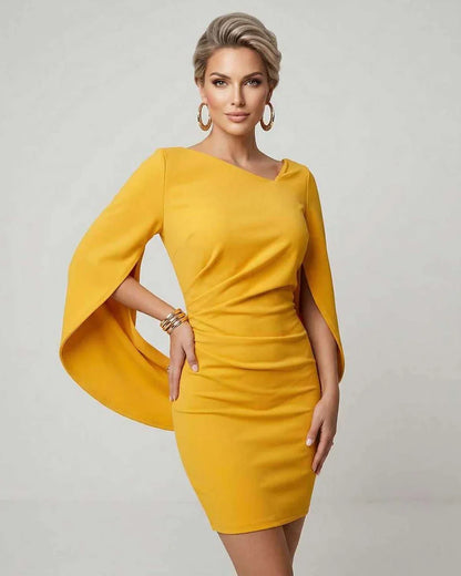 Yellow Bodycon Round Neck Sleeveless Mini Dress | Guest of Wedding, front view | Ramblion | SKU: SMN-739284615-yellow-L-1861,SMN-739284615-yellow-M-6126,SMN-739284615-yellow-S-7513,SMN-739284615-yellow-XL-2248,SMN-739284615-yellow-XS-9963