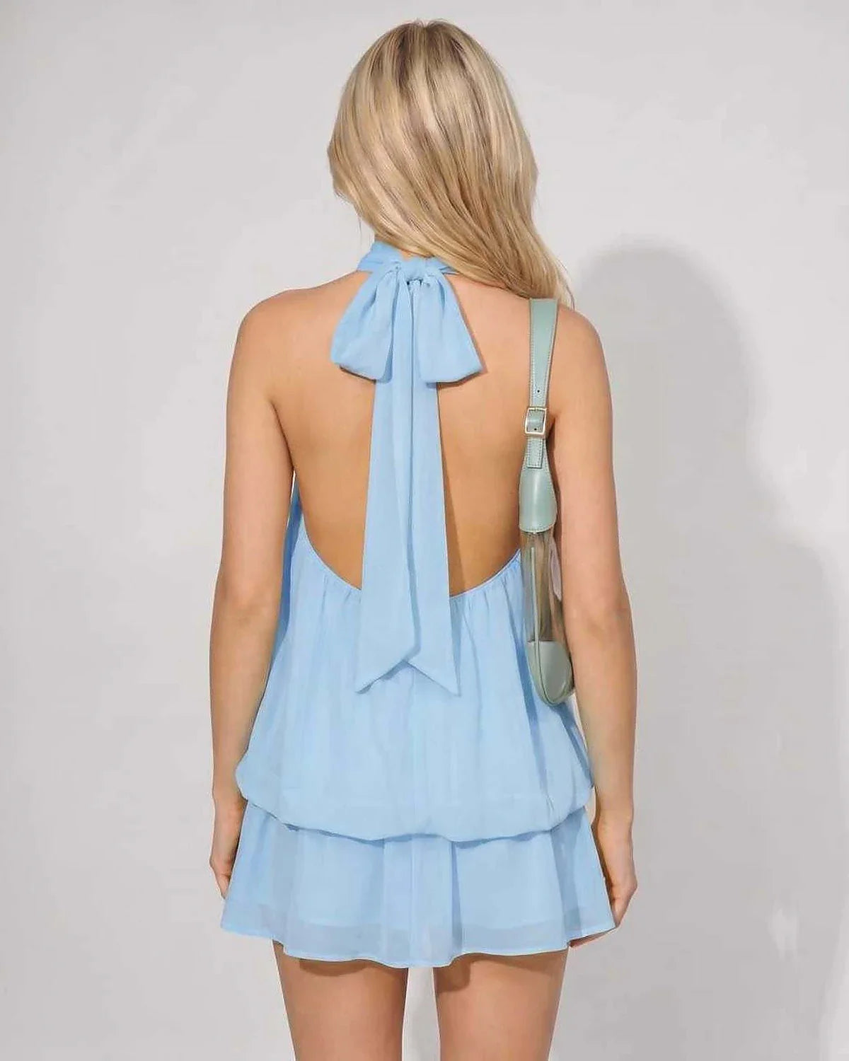 Yellow,light Blue,pink,white Round Neck Sleeveless Mini Dress | Formal Events & Celebrations, back view | Ramblion | SKU: RB-FB92F2-LIGHTBLU-L,RB-FB92F2-LIGHTBLU-M,RB-FB92F2-LIGHTBLU-S,RB-FB92F2-LIGHTBLU-XL,RB-FB92F2-LIGHTBLU-XS