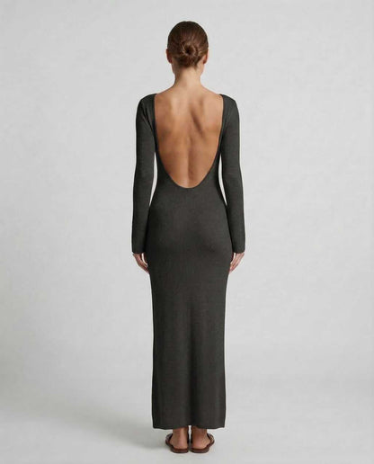Yena Maxi Dress, luxurious black ankle-length, V Neck, elegant silhouette by RAMBLION, perfect for sophisticated occasions.