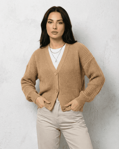 White Cardigan, front view | Ramblion | SKU: SC-27395-BEIG-L-1735,SC-27395-BEIG-M-3159,SC-27395-BEIG-S-2358,SC-27395-BEIG-XL-3440,SC-27395-BEIG-XS-2658