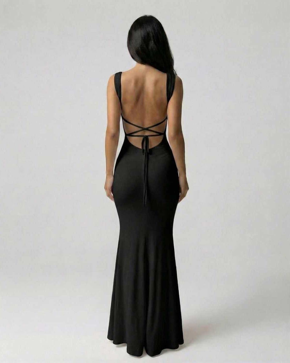 Elegant Zana Maxi Dress by RAMBLION featuring a chic back design and graceful silhouette, perfect for special occasions.