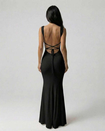 Elegant Zana Maxi Dress by RAMBLION featuring a chic back design and graceful silhouette, perfect for special occasions.