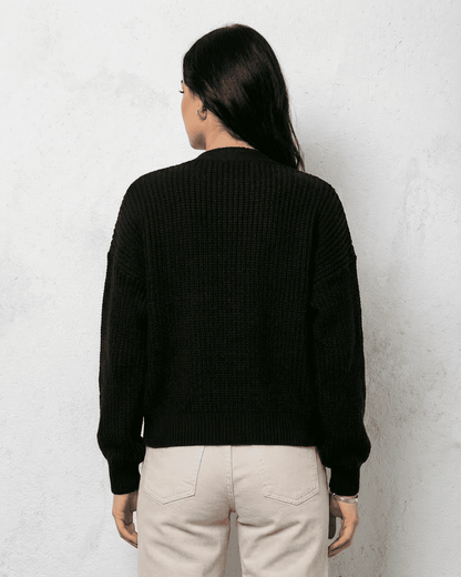 Black Cardigan, back view | Ramblion | SKU: NC-83592-BLK-L-3958,NC-83592-BLK-M-9097,NC-83592-BLK-S-7528,NC-83592-BLK-XL-588,NC-83592-BLK-XS-9129