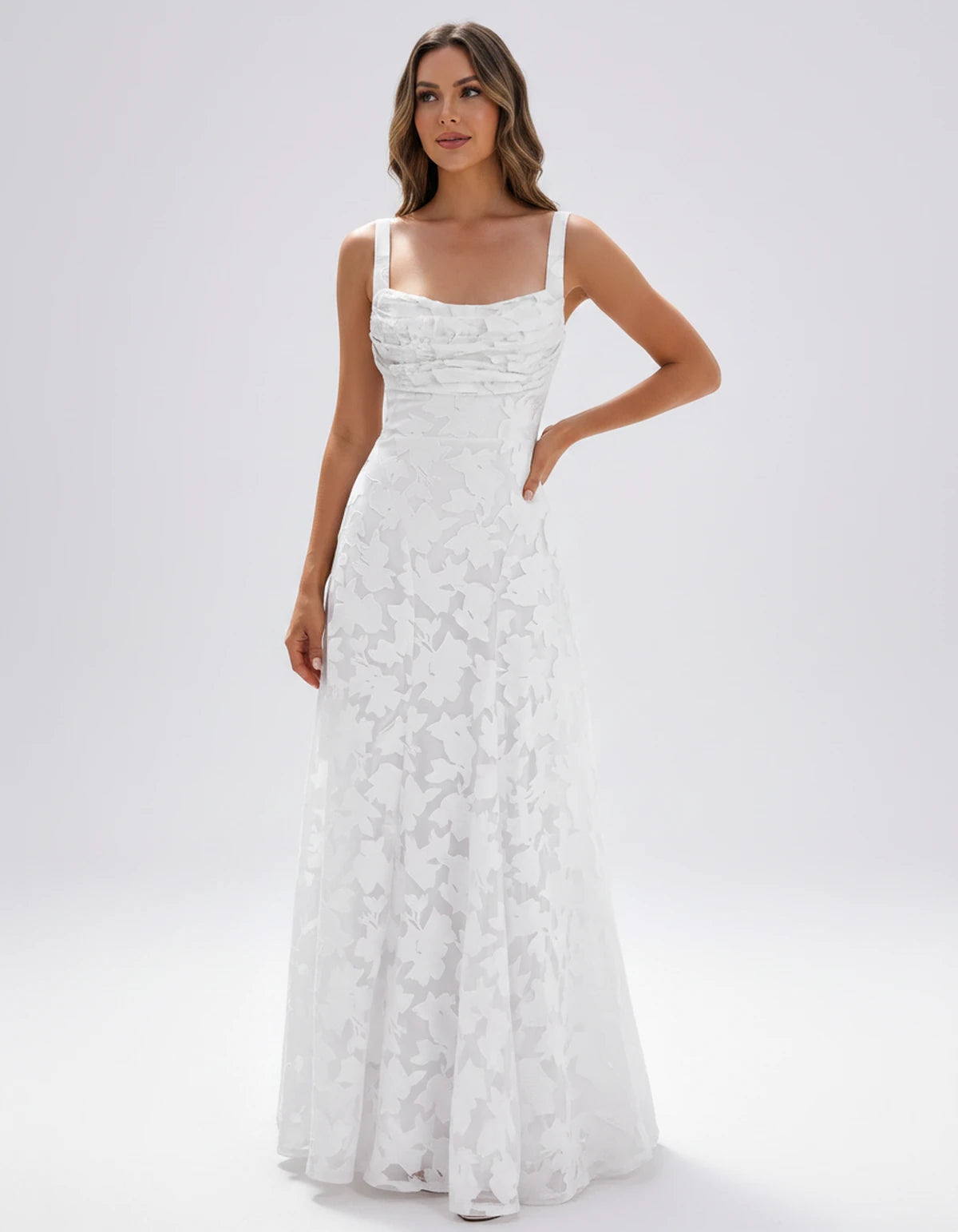 Zephyrine Maxi Dresses — White | SKU: RB-723142-white-2,RB-723142-white-4,RB-723142-white-6,RB-723142-white-8,RB-723142-white-10,RB-723142-white-12,RB-723142-white-14,RB-723142-white-16,RB-723142-white-16W,RB-723142-white-18W,RB-723142-white-20W,RB-723142-white-22W