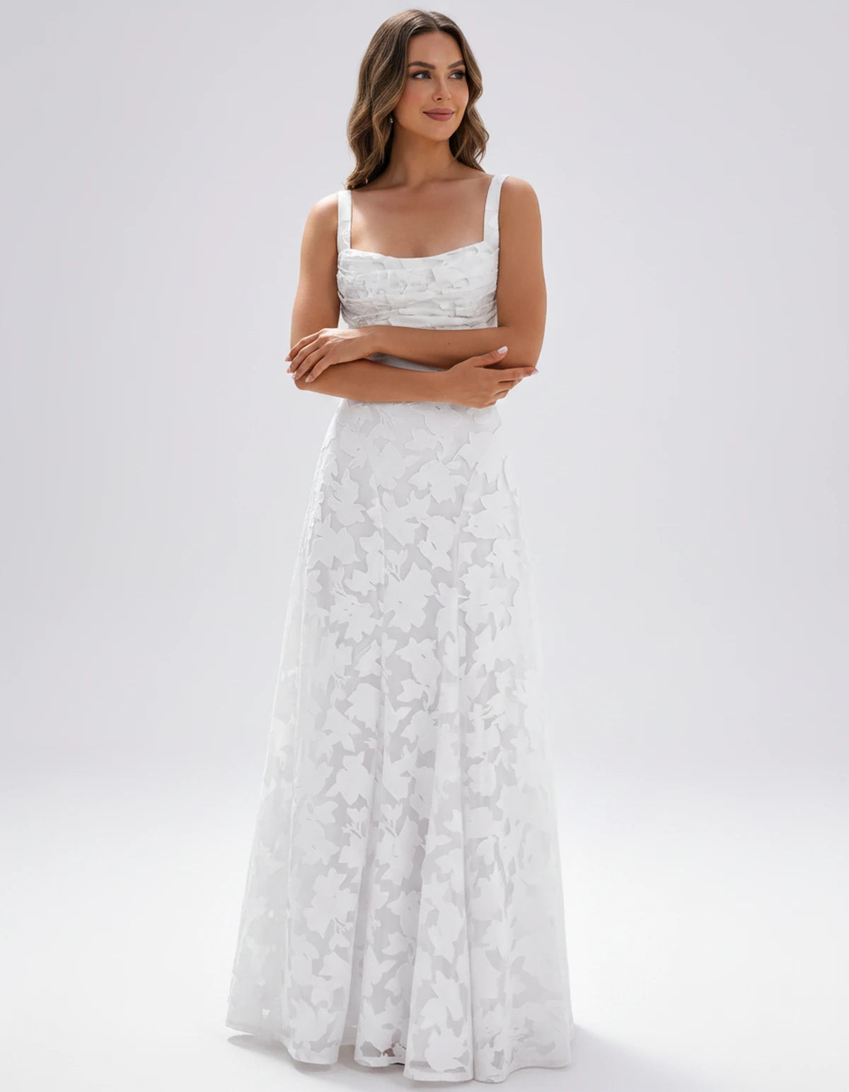 Zephyrine Maxi Dresses — White | SKU: RB-723142-white-2,RB-723142-white-4,RB-723142-white-6,RB-723142-white-8,RB-723142-white-10,RB-723142-white-12,RB-723142-white-14,RB-723142-white-16,RB-723142-white-16W,RB-723142-white-18W,RB-723142-white-20W,RB-723142-white-22W
