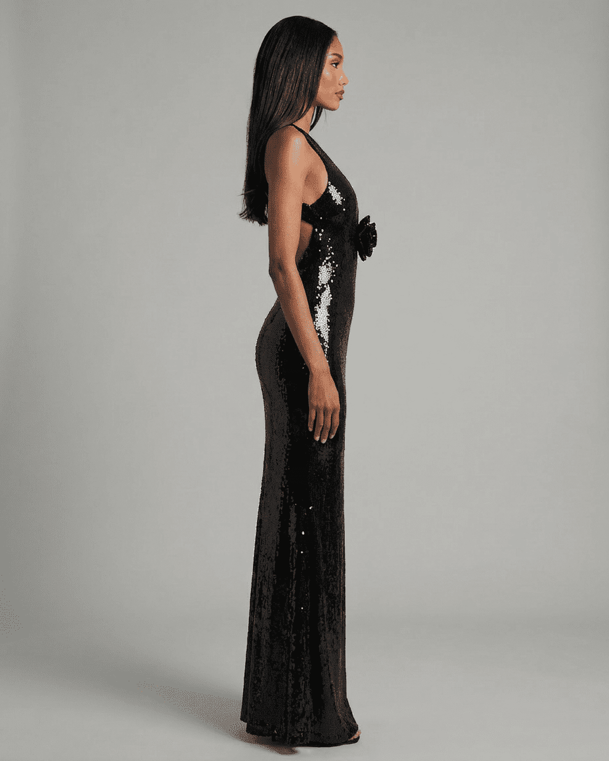 Black Bodycon V-Neck Sleeveless Maxi Dress | Guest of Wedding, side view | Ramblion | SKU: NMD-59284-black-L-5558-3456,NMD-59284-black-M-7490-2091,NMD-59284-black-S-809-9045,NMD-59284-black-XL-2873-8022,NMD-59284-black-XS-1867-1295