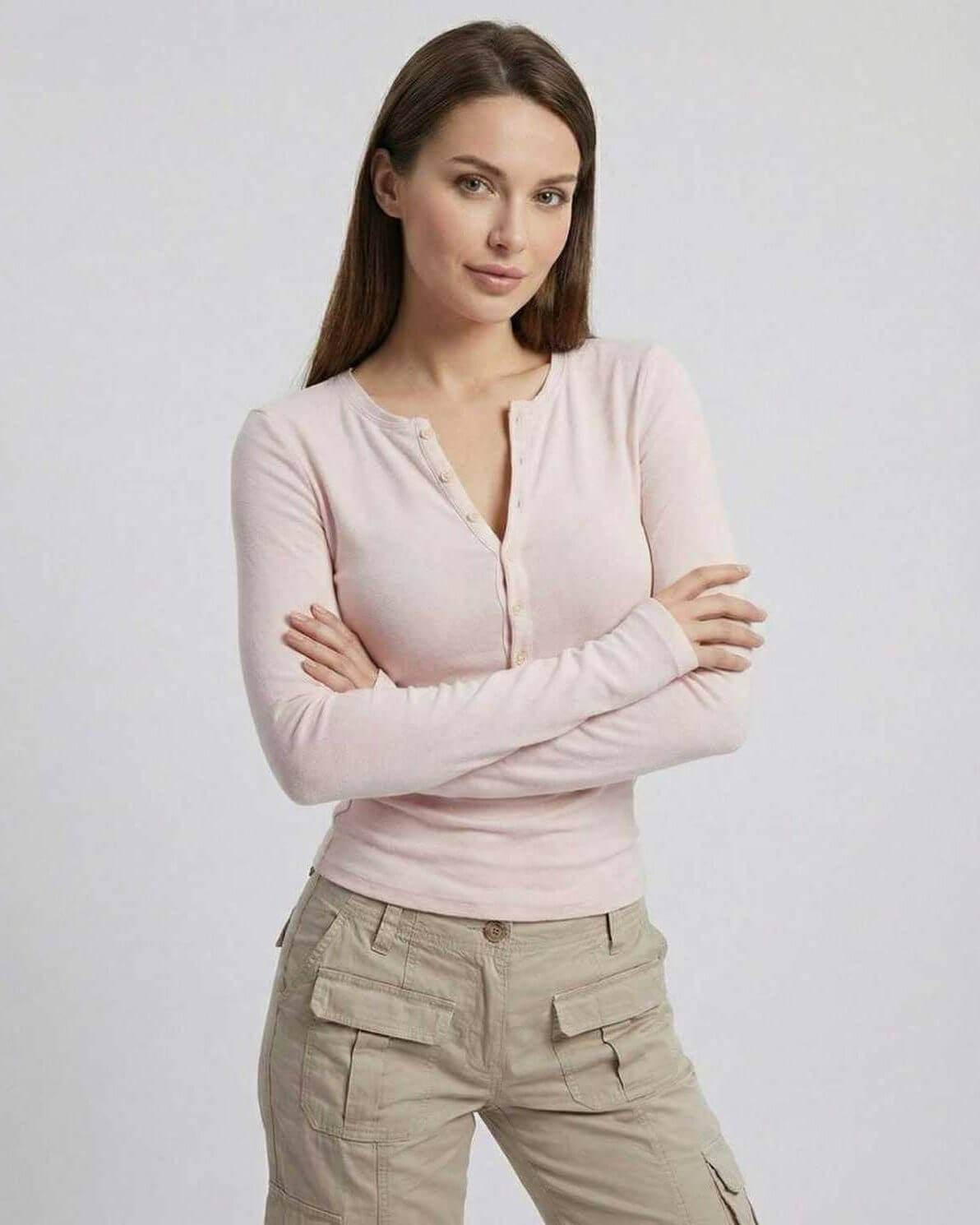 Zima Top in pink, 100% cotton denim, soft texture, refined silhouette, perfect for various occasions by RAMBLION.
