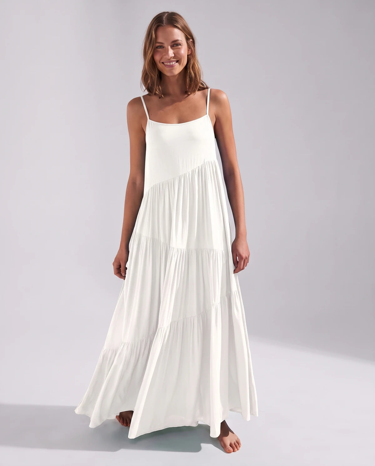 Zinnia Maxi Dresses — Beige