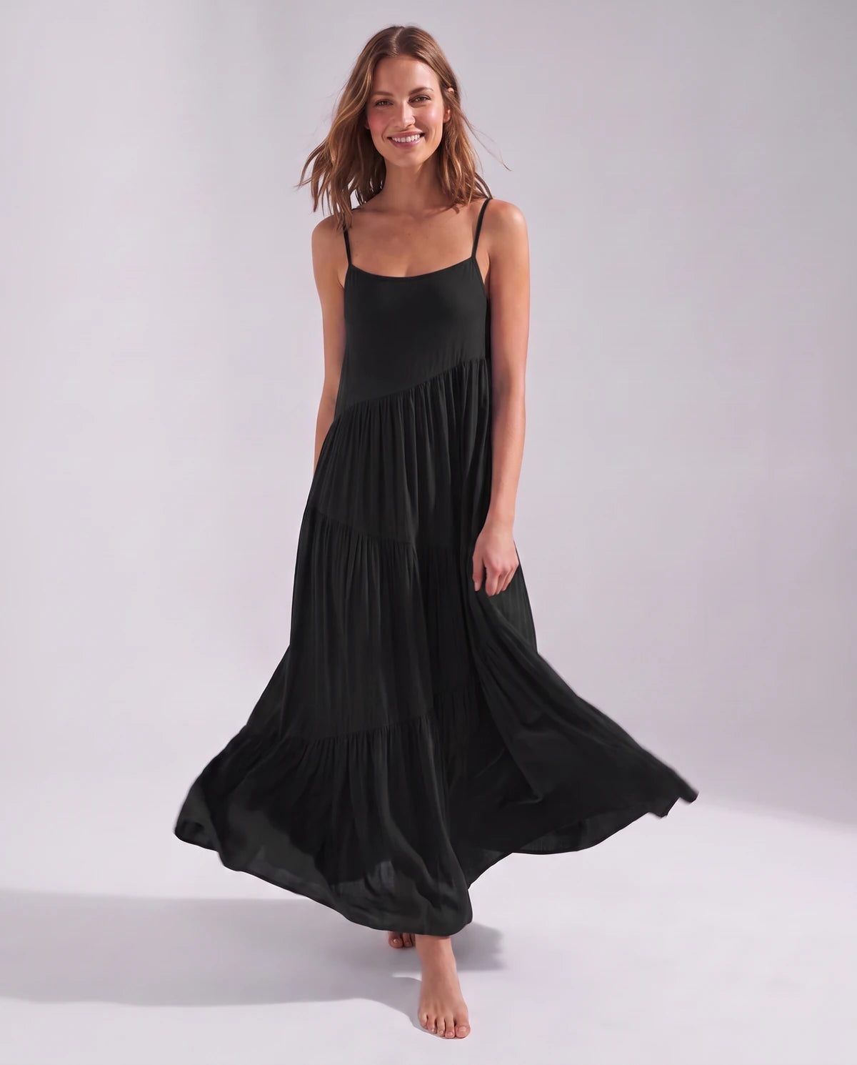 Zinnia Maxi Dresses — Black | SKU: RB-5055a3-black-XS,RB-5055a3-black-S,RB-5055a3-black-M,RB-5055a3-black-L,RB-5055a3-black-XL,RB-5055a3-black-2XL