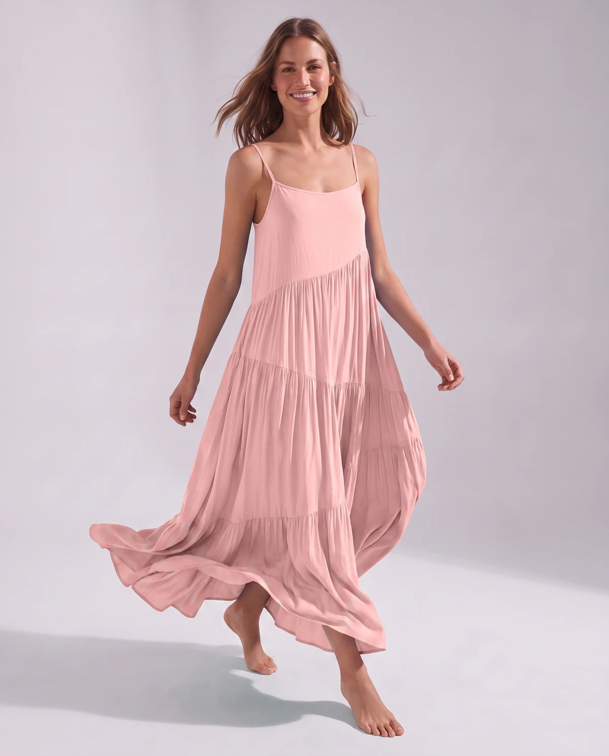 Zinnia Maxi Dresses — Pink | SKU: RB-5055a3-pink-XS,RB-5055a3-pink-S,RB-5055a3-pink-M,RB-5055a3-pink-L,RB-5055a3-pink-XL,RB-5055a3-pink-2XL